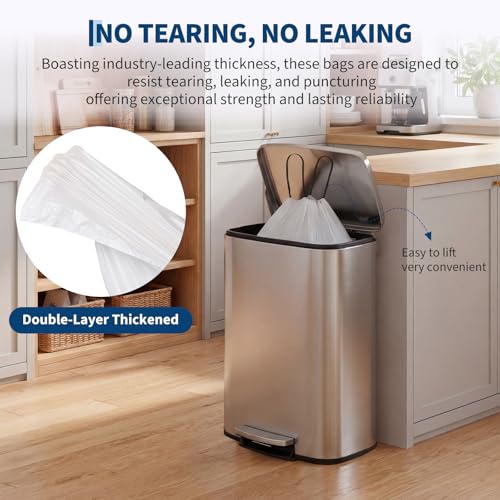 Garvee Trash Bags 50L (13 Gallon) with Drawstring, Heavy Duty Garbage Bags HDPE Puncture Resistant Leak Proof, 80 Count 2 Roll, 66 * 74cm (26” x 29”) Kitchen Trash Bags for Home Office - size: 40 Count (Pack of 2)