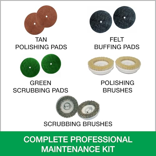 Bissell BigGreen BGFS5000 Portable Two Brush Floor Scrubber & Polisher, Polypropylene, 13"" W x 7"" D x 44"" H, White & Green