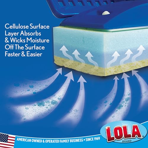 LOLA Squeeze Sponge Mop w/ Poly Foam & a Natural Cellulose Layer & 3 Replacement Heads / Refill Bundle, Absorbs & Wicks Moisture, Floor Cleaner - size: 1 Sponge Mop with 3 Replacement Heads