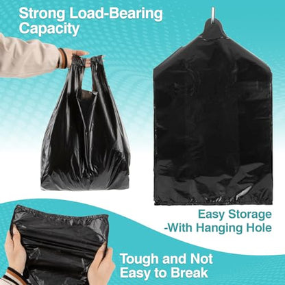Trash Bags - 35PACK 4 Gallon Garbage Bags with Handle, Black Plastic Trash Bag for Bathroom, Garbage, Strong Plastic Trash Can Liners for Kitchen, Office, Bathroom Can, Large Capacity for Home Storage