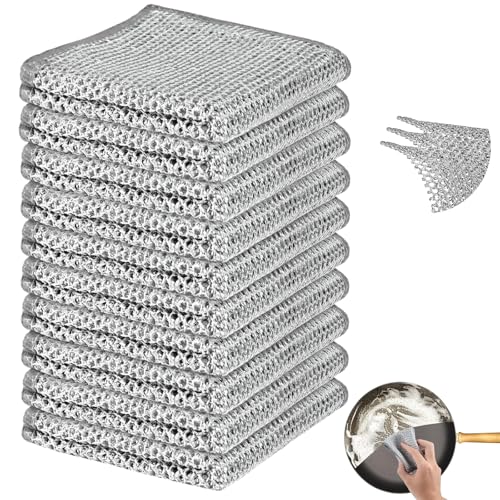 10-Pack 3-Layer Steel Wire Scrub Cloths, Double-Layer Mesh for Heavy-Duty Kitchen Cleaning, Grill, Oven, Rust & Grease - color: 10 Pairs of Triple-layer Cloths