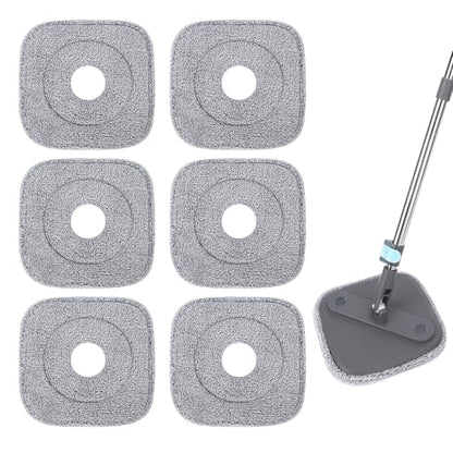 Square Microfiber Mop Pads Compatible with True & Tidy True Spin Mop - Mop Replacement Pads for Square Spin Mop and Bucket - Washable Pads fit for All 9 Inch Square Spin Mop (6 Pack) - color: 6 Pack (Grey)