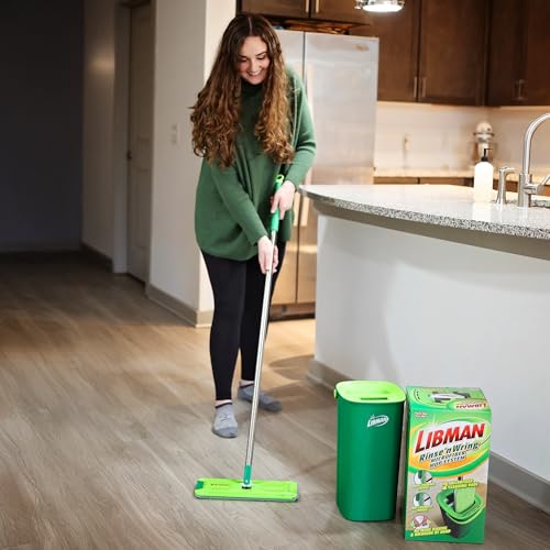Libman Rinse 'n Wring Mop and Bucket System | Microfiber Floor Mop | Hardwood Floor Cleaner | Wet & Dry Mop | Clean & Dirty Water Chambers | Power Blades | 1 Total Microfiber Pad - style: 1 Pad