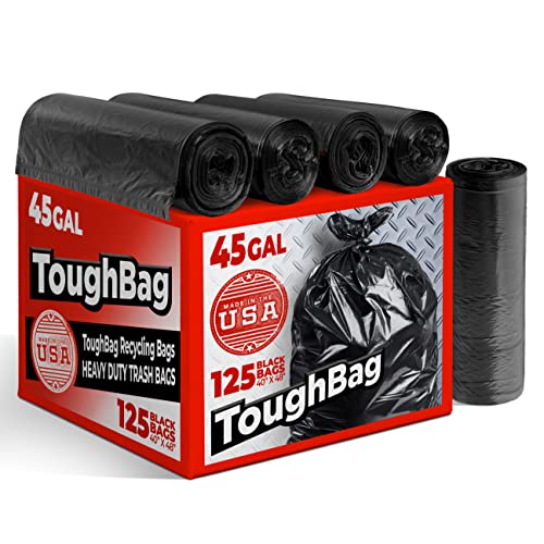 Toughbag 40-45 Gallon Trash Bags Heavy Duty (125 Count) - 39, 40, 42, 44 Gallon Trash Bags for Contractors, Commercial, Home, Kitchen - Made in USA - size: 125 Count (Pack of 1)