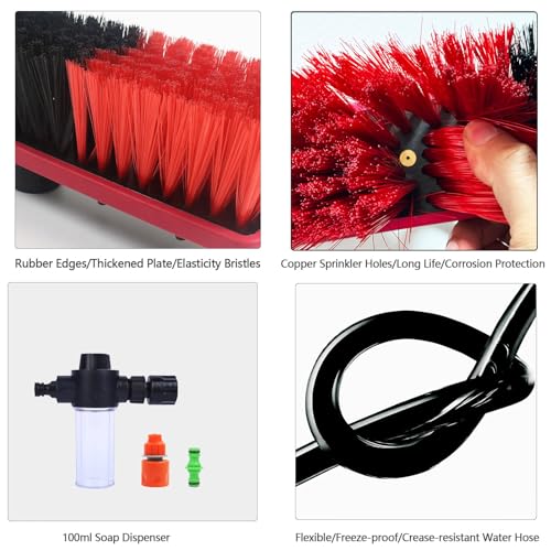 20ft Water Fed Pole Brush with Squeegee Kit Telescoping High Reach Window Cleaning Tool with Soap Dispenser Extension Solar Panel Cleaner for Household