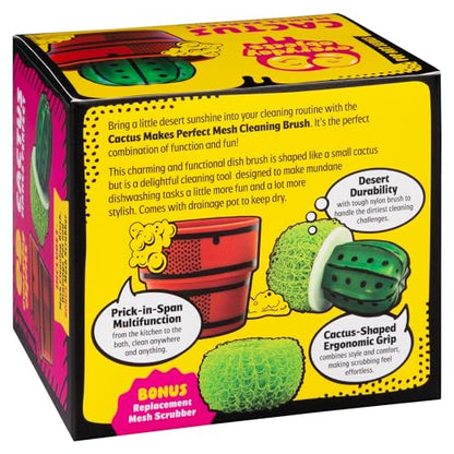 Cactus Makes Perfect – Mesh Scrub Brush for Dishes | Funny Cactus Sponge for Kitchen Cleaning