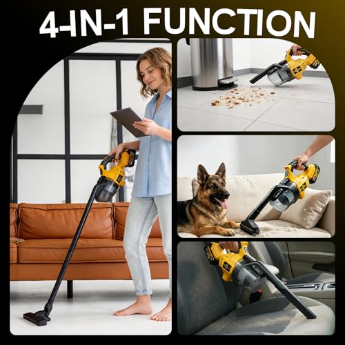 Handheld Vacuum Cordless 20V with 2-Pack 4Ah Batteries and Charger, 5-in-1 Car Vacuum with 500W Powerful Motor, Replacement for Dewalt Vacuum,Lightweight Portable for Home, Car, Pet Hair