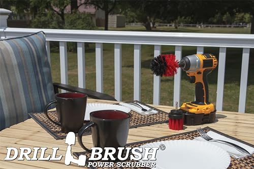 2 Piece Outdoor Cleaning Scrub Brushes - Siding Cleaning Brush Set - Brick and Stone Scrubbing Tools Set - Fireplace Cleaning Brushes - Deck and Patio Scrubbing Tools - Gutter Cleaning Tools for Home - color: Red