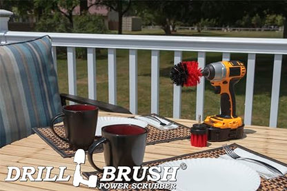 2 Piece Outdoor Cleaning Scrub Brushes - Siding Cleaning Brush Set - Brick and Stone Scrubbing Tools Set - Fireplace Cleaning Brushes - Deck and Patio Scrubbing Tools - Gutter Cleaning Tools for Home - color: Red