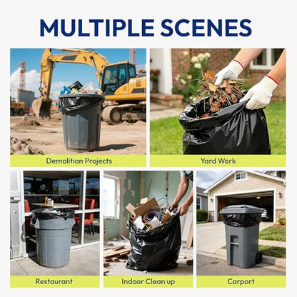 Heavy Duty Contractor Trash Bags 55 Gallon 30 Count, 1.2 Mil, Strong Black Garbage Bags, Leakproof Star Seal for Construction, Yard, Demolition Debris - color: 55Gal-30 bags
