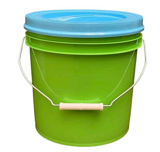 House Naturals 2 Gallon Food Grade - BPA Free Made in USA Buckets Lime Color pails with Screw On Gasket Lids (1, Lime - Aqua lids) - color: Lime - Aqua Lids