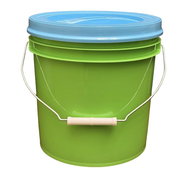 House Naturals 2 Gallon Food Grade - BPA Free Made in USA Buckets Lime Color pails with Screw On Gasket Lids (1, Lime - Aqua lids) - color: Lime - Aqua Lids