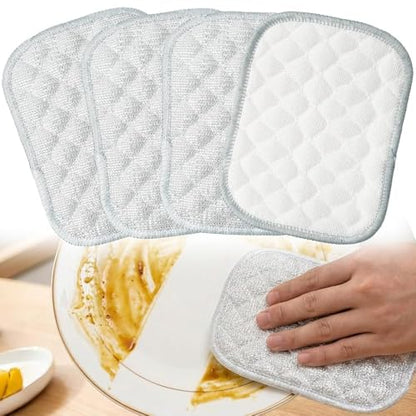Double Side Non Scratch Wire Dishcloth, 4 Pcs Multipurpose Wire Dishwashing Rags, Wires Mesh Cleaning Cloth for Wet and Dry Cleaning, Reusable Metal Wash Cloth for Kitchen, Pots, Pans, Stove, Sinks