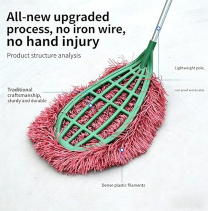 Heavy-Duty Outdoor Broom Head with Dense Plastic Filaments, Large Wide-Head Sweeper for Leaves, Dust, and Debris, Broom Head (19.6 * 27.5in)