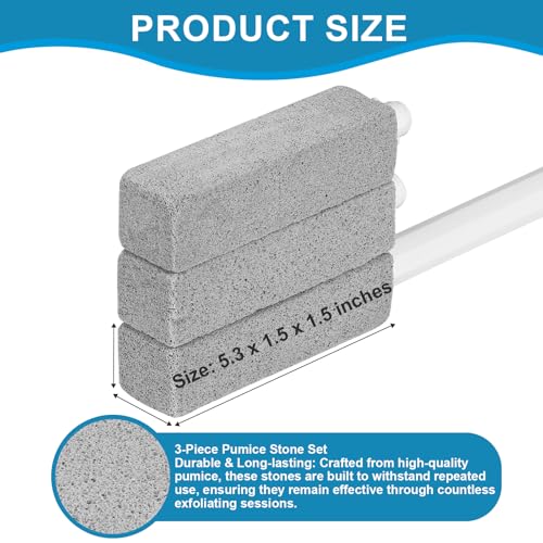 3 Packs Pumice Cleaning Stone with Extra Long Handle, Pumice Stone for Toilet Bowl Clean for Cleaning Toilets, Bathtubs, Grills, Swimming Pools, Sinks - size: 3 Pack