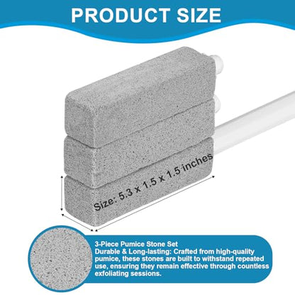 3 Packs Pumice Cleaning Stone with Extra Long Handle, Pumice Stone for Toilet Bowl Clean for Cleaning Toilets, Bathtubs, Grills, Swimming Pools, Sinks - size: 3 Pack