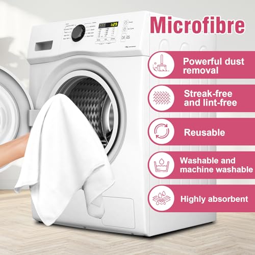 4 Pcs Extra Large Microfiber Cleaning Cloth 30 x 20 Inch Reusable Thick Cleaning Towel Washable Solid Color Microfiber Towel for Home Office Window Cars Glass (White) - color: White