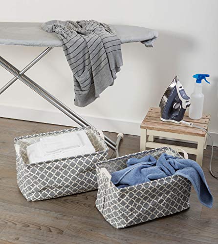 DII Laundry Storage Collection, PE Coated Collapsible Bin with Handles, Gray Lattice, Large Set, 10.5x17.5x10" - color: Gray Lattice, size: Large Set, 10.5x17.5x10"
