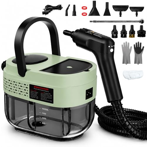 Handheld Steam Cleaner for Home, 2500W High Pressure Steam Cleaner for Car Detailing, 3 Steam Levels, 1600Ml Tank, High Heat Steamer for Bed Bugs, Couch, Furniture, Kitchen, Bathroom, Floors - color: Green