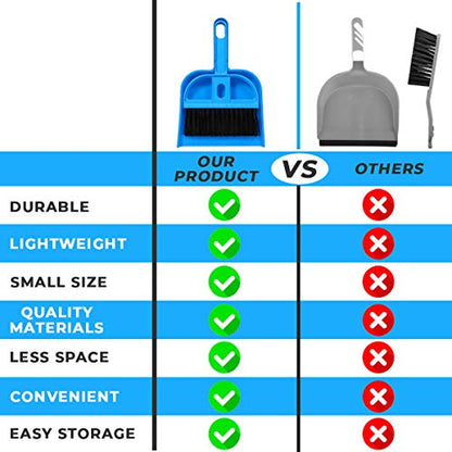 Mini Broom and Dustpan Set - Compact Cleaning Kit for Home, Car, Camping, Small Spaces, Pet Cleanup, and Travel - Durable Small Broom and Dustpan Set Mini - Mint Green Broom - color: Mint Green
