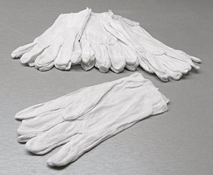 White Cotton Gloves Lisle Hand Glove Clean Handling Lint Free 100% Cotton 12 PR (5E)