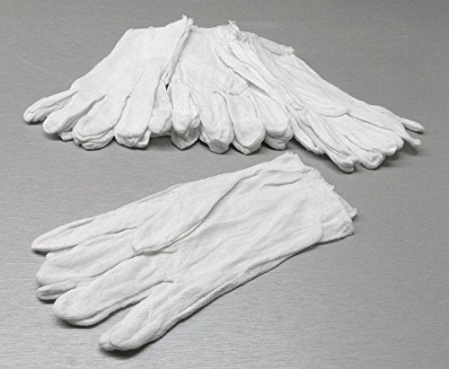 White Cotton Gloves Lisle Hand Glove Clean Handling Lint Free 100% Cotton 12 PR (5E)