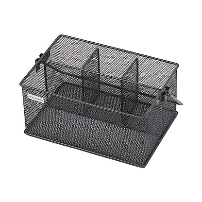 Mind Reader Multi-purpose Storage Caddy with Handle, Desktop Organizer, Cutlery Holder, 4 Compartments, Metal Mesh, Gray - color: Gray