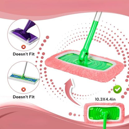 Microfiber Mop Pads - 3 Pack Reusable Washable Refills for Wet & Dry Floor Cleaning - Fits Most Standard Mops - Pink Household Cleaning Pads - color: Pink