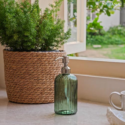 JASAI 18Oz Green Soap Dispenser with Rust Proof Pump, Refillable Bathroom Soap Dispenser with Thick Glass, Kitchen soap Dispenser for Dish soap, Hand Soap, Lotion, Body Wash. - color: Forest Green