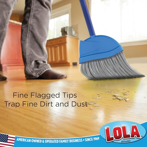 Angle Broom, Indoor, 13" W, Large Style - Made w/Recycled Soda Bottle Bristles & High Gloss Resin Coated Steel 4-Piece Handle, by LOLA, 1 Pack - size: Steel Handle, style: Large Angle Broom