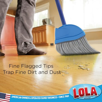 Angle Broom, Indoor, 13" W, Large Style - Made w/Recycled Soda Bottle Bristles & High Gloss Resin Coated Steel 4-Piece Handle, by LOLA, 1 Pack - size: Steel Handle, style: Large Angle Broom