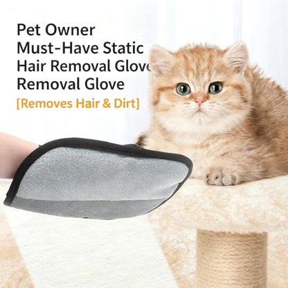 Pet Hair Removal Glove for Dogs and Cats, Reusable 5-Finger Electrostatic Pet Hair Remover, Washable Grooming & Cleaning Glove for Couch, Carpet, Clothing, Car Seats