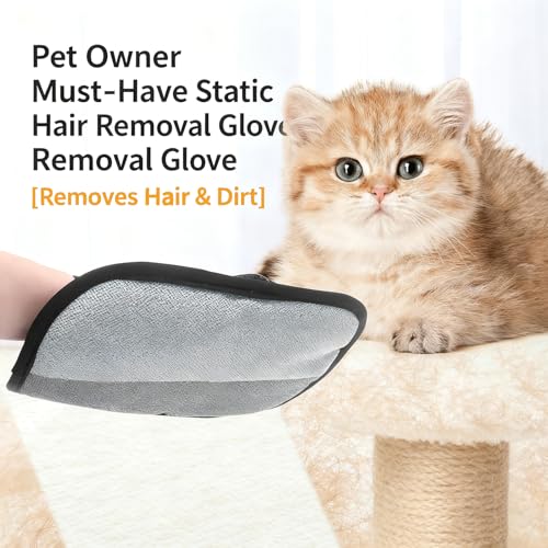Pet Hair Removal Gloves for Dogs and Cats 2-Pack, Five-Finger Electrostatic Pet Hair Remover, Reusable Shedding & Lint Cleaning Gloves for Clothes Sofa Carpet Car Seats