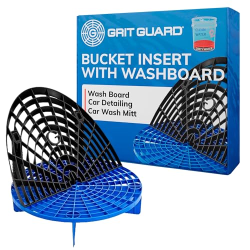 The Original Grit Guard Bucket Insert with Washboard Combo | Removes Dirt from Wash Mitt for Detailing | Car Wash Bucket Insert & Washboard | Black/Blue - Made in the USA - color: Black/Blue