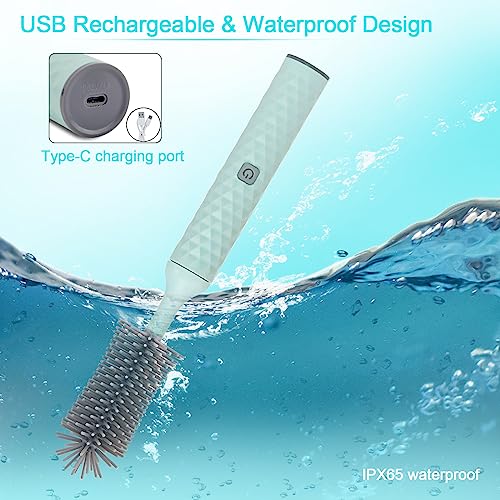 Rechargeable Electric Bottle Brush Cleaner Set, 360° High Speed Rotation Silicone Cleaning Brush with Bottle Brush, Pacifier Brush, Straw Brush, Perfect for Baby Bottle,Cup, Kitchen Utensils - color: Blue