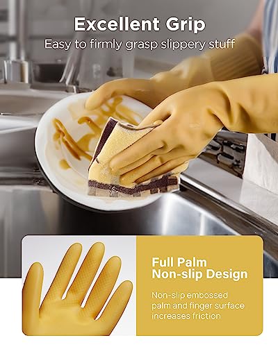 Rubber gloves on dishwashing cleaning 3 or 6 Pairs,Kitchen dish gloves,Reuseable. - size: Small(Pack of 3)