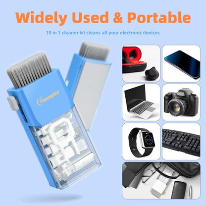 Tassmpitor Laptop Cleaning Kit, Keyboard Cleaning Kit with Spray and Wipe, Keyboard Cleaner for MacBook iPad Tablet iPhone Computer Camera Lens Airpods Earbuds, Mutitool Brush for Electronic Screen - color: SkyBlue