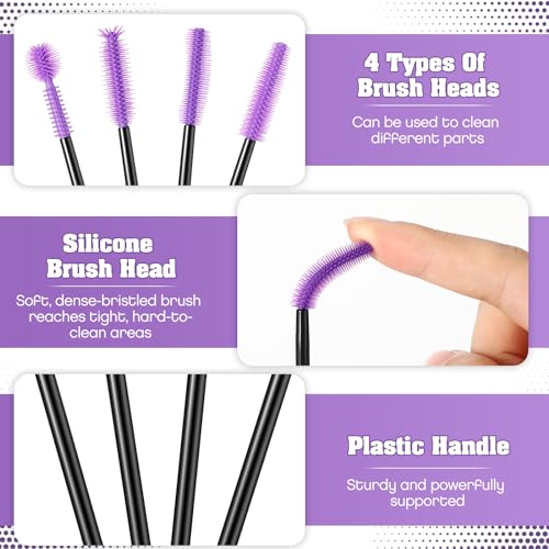 20 Pcs Nook and Cranny Sewing Machine Cleaning Brushes for Quilting Supplies Reusable Silicone Dense Bristles Cleaning Brushes for Sewing Machine Internal and Spool Area(Black, Purple) - color: Black, Purple