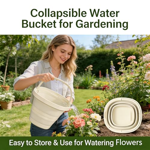 2.6 Gallon (10L) Collapsible Bucket, Large Capacity, Portable Foldable Water Pail for Outdoor Garden Cleaning, Car Washing, Camping, Fishing
