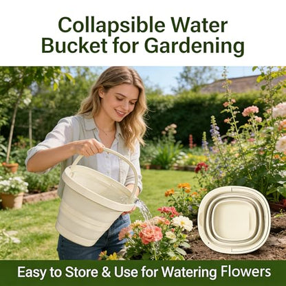 2.6 Gallon (10L) Collapsible Bucket, Large Capacity, Portable Foldable Water Pail for Outdoor Garden Cleaning, Car Washing, Camping, Fishing