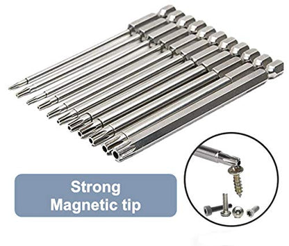 aiyun 12-Piece Security Bits, 2 Inch long S2 Steel Magnetic Security Screwdriver Set, 6 Point Star Driver Bit Set Screwdriver for Shark Vacuum T5-T40 (50mm) - size: 50mm Length (T5-T40)
