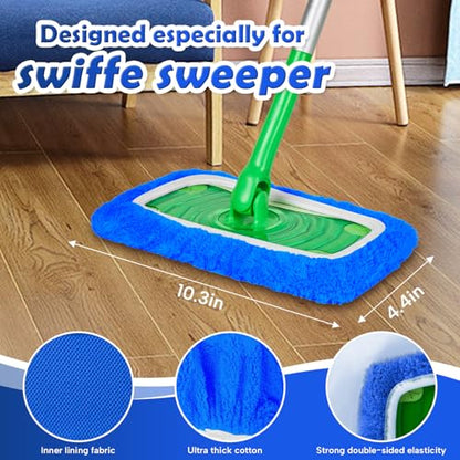 5 Pack Reusable Microfiber Mop Pads Compatible with Swiffer Sweeper Mop, Wet and Dry Flat mop Cover, Washable Mop Pads for Surface/Hardwood Floor Cleaning (Mop is Not Included) - color: 5 Pack Navy Blue
