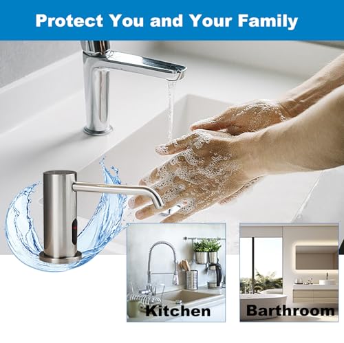 Touchless Automatic Soap Dispenser for Kitchen Bathroom Sink Built in Brushed Nickel Liquid Commercial Electric Soap Dispenser with Bottle and Pump Brushed Nickel - color: Brushed-liquid