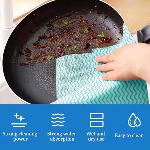 Disposable Kitchen Cleaning Towel Disposable Dish Cloths, Reusable Wipes Heavy Duty Cleaning Rags for Kitchen, Bathroom, Household,50 Count Green - color: Green