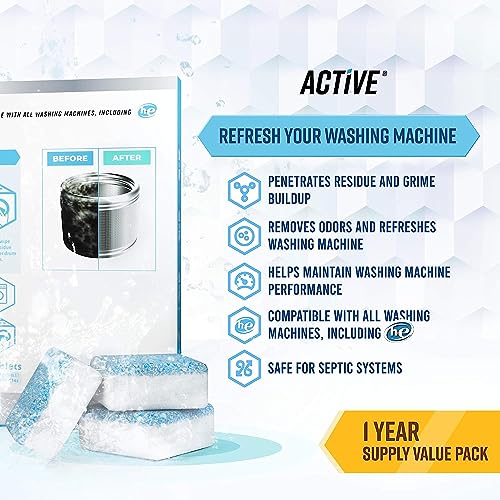 Washer Dishwasher Disposal & Coffee Cleaner Tablets - 96 Tabs Includes ACTIVE Washing Machine Cleaner, Dishwasher, Disposer, Coffee Maker Descale Tabs - Deep Clean & Refresh Appliance - 1 Year Supply - style: 96 Tablets Appliance Cleaning Bundle - Coffee