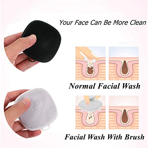 Face Scrubber 2Pack Silicone Face Scrubber for Men, Facial Cleansing Brush Silicone Face Wash Brush Manual Waterproof Cleansing Skin Care Face Brushes for and Exfoliating - color: Black+white