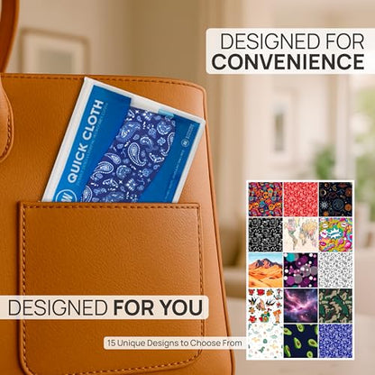 Microfiber Wholesale Quick Cloth Glasses Cleaning Cloths–5x7 Paisley Blue 2-Pack with Case | Double-Sided Lens Cleaner for Eyeglasses, Camera, Screens Glass | Reusable Microfiber Glass Polishing Cloth - color: Blue Paisley, size: 5"x7"