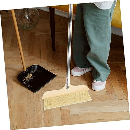 Luxshiny Metal Handle Wooden Broom Bristle Brush Soft Bristles for Household Floor Cleaning