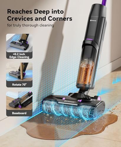 Wet Dry Vacuum Cleaner 20,000Pa,50Mins Runtime Cleaning Area 3013ft²,Cordless Vacuum Cleaner, Cordless Vacuum and Mop All in One,Self-Cleaning for Hard Floors Sticky Messes and Pet Hair H15Set