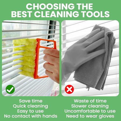 4 Pack Window Blind Cleaner Duster Tool, 7 Finger Venetian Scrub Brush with Washable Microfiber Sleeves, Color Coded Cleaning Kit for Mini Vertical Blinds, Air Conditioner Vents and Fans - color: Mix Color